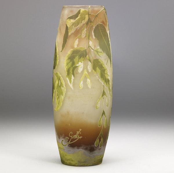 Appraisal: GALLE Ovoid cameo glass vase with four layer decoration of