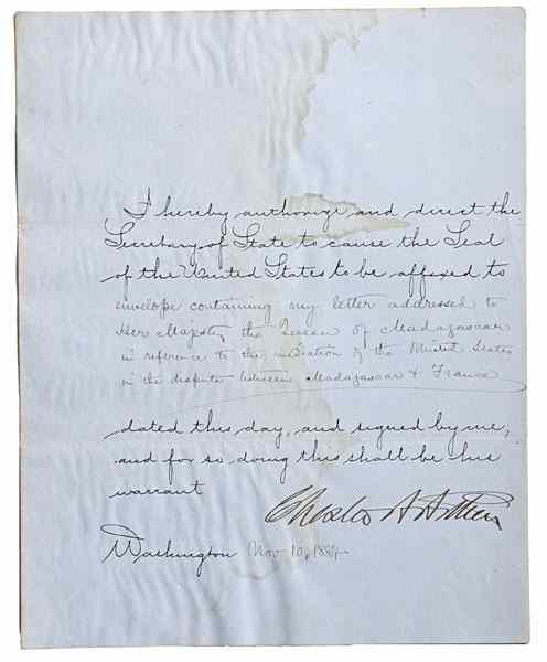 Appraisal: Chester Arthur DS Chester Alan Arthur - Twenty-first President of