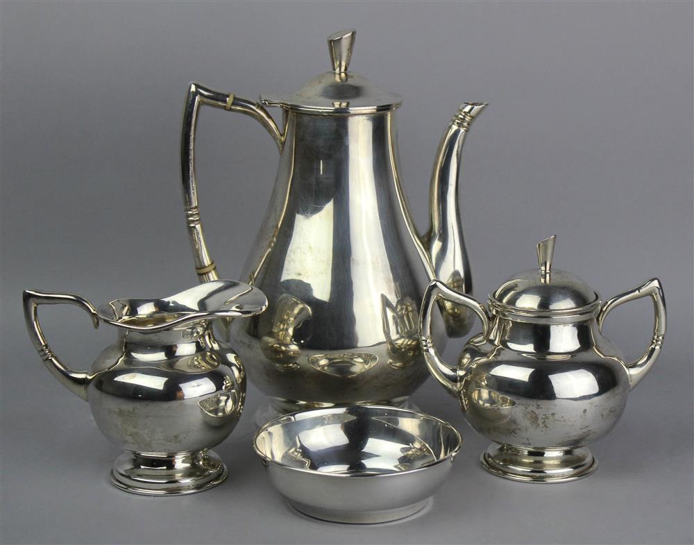 Appraisal: MEXICAN SILVER THREE-PIECE COFFEE SERVICE late th Century maker's marks