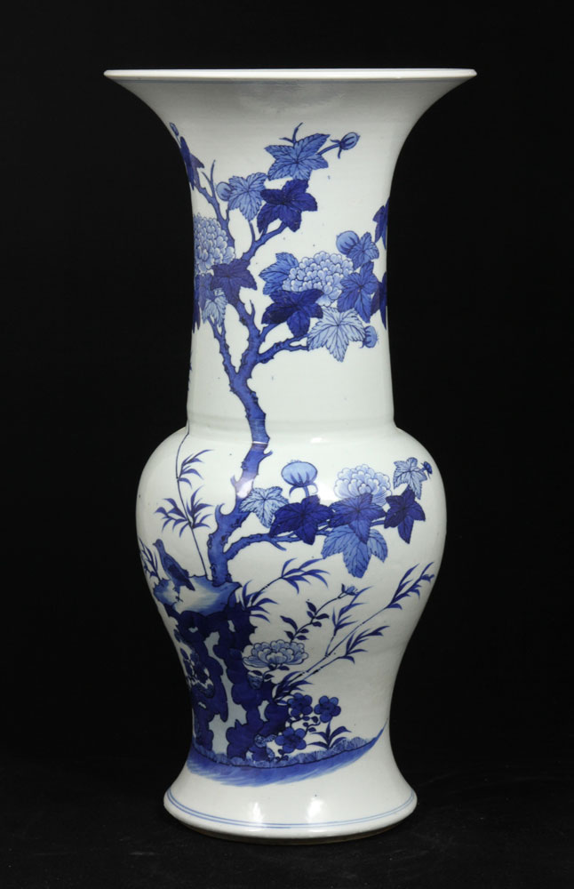 Appraisal: - Chinese th C Blue and White Gu Vase Blue