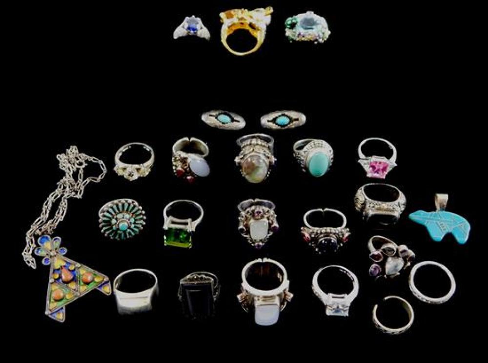 Appraisal: JEWELRY miscellaneous sterling silver jewelry assorted jewelry consisting of twenty