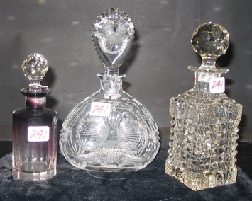 Appraisal: A GROUP OF THREE CUT CRYSTAL PERFUMES square form in