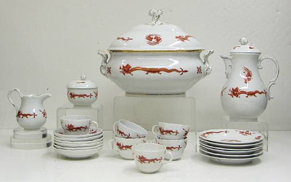 Appraisal: A Meissen porcelain assembled coffee service and tureen in the