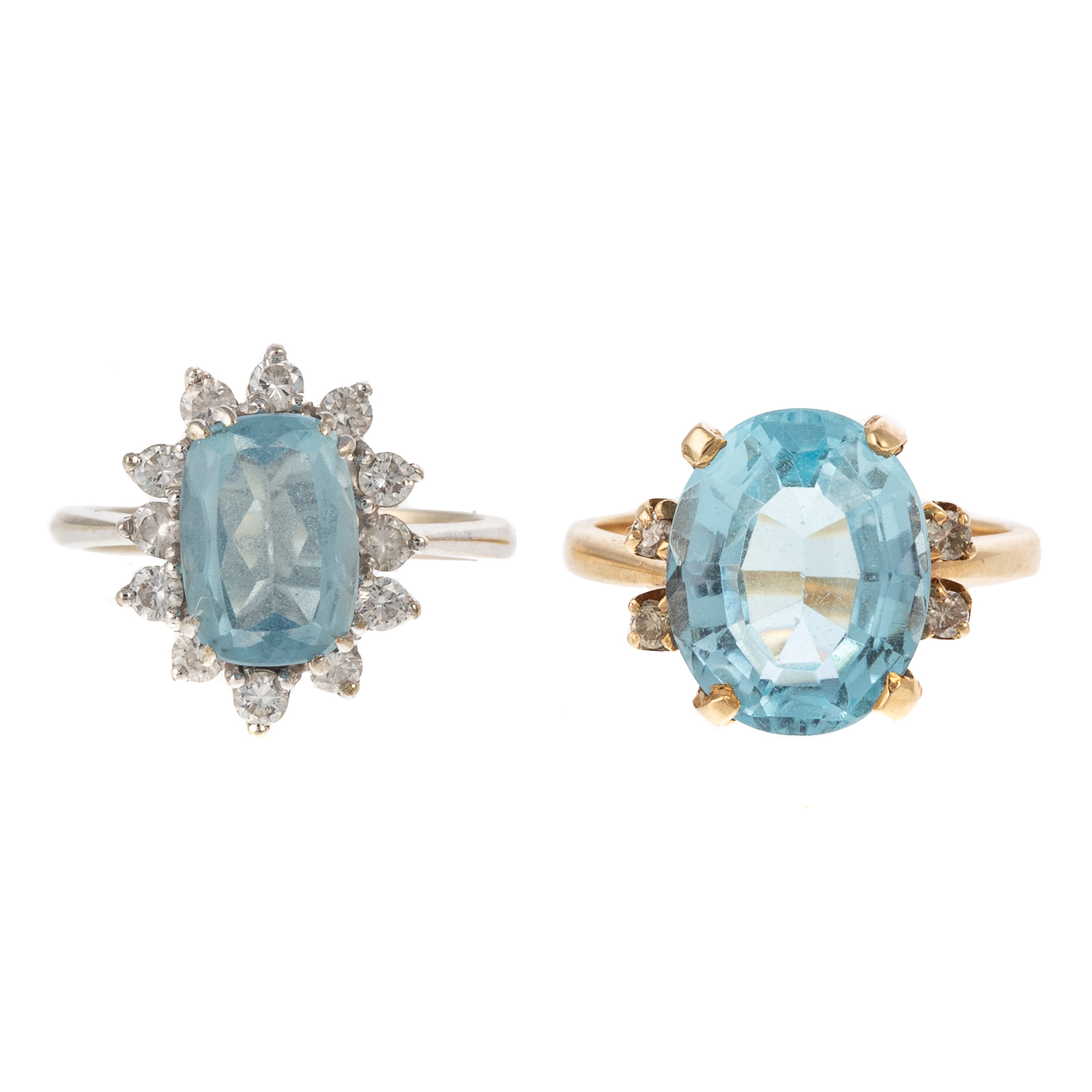 Appraisal: AN AQUAMARINE RING BLUE TOPAZ RING IN K K white