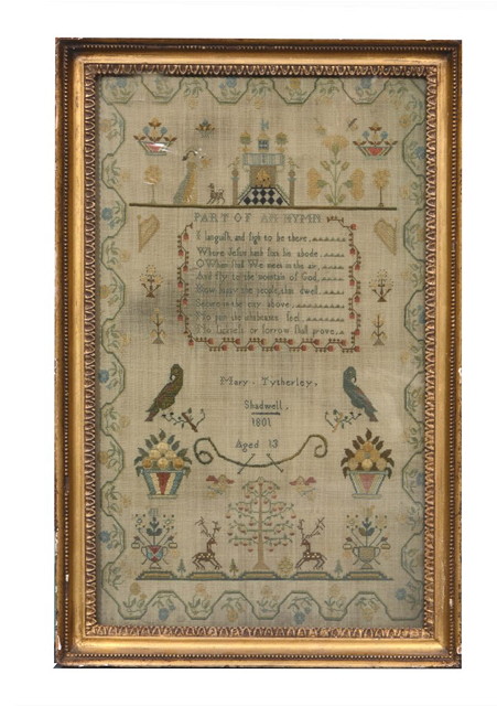 Appraisal: A GEORGE III CHILD'S SAMPLER by Mary Tytherley Shadwell Aged