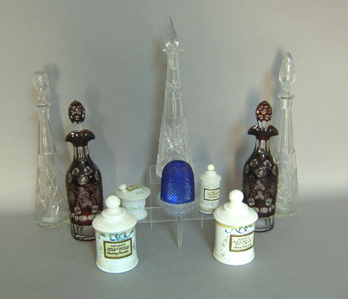 Appraisal: Five glass decanters late th early th c tallest -