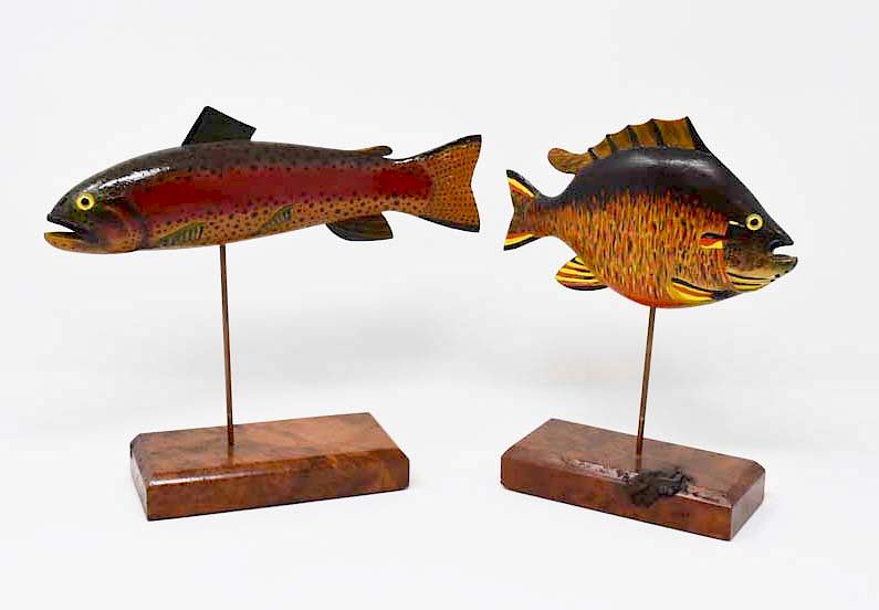 Appraisal: wooden fish decoys wooden fish decoys signed Gary Miller Condition