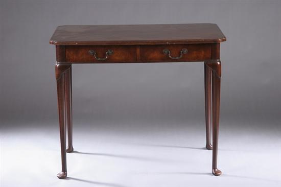 Appraisal: GEORGIAN STYLE MAHOGANY TEA TABLE th century Two aligned frieze