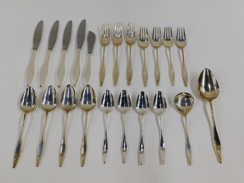 Appraisal: REED BARTON MODERNIST LARK STERLING FLATWARE United states th CenturyTwenty-one