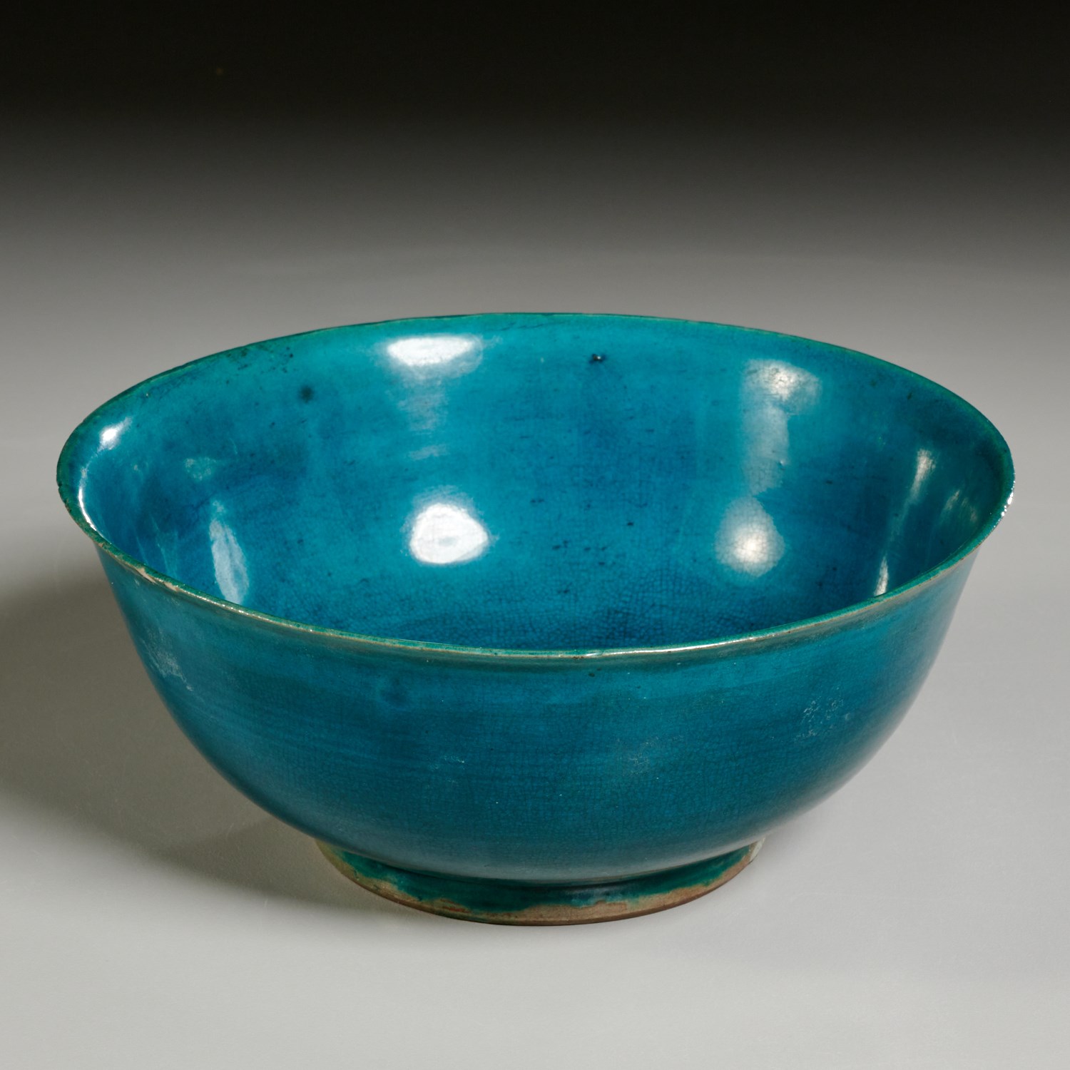 Appraisal: CHINESE BLUE CRACKLE GLAZED PORCELAIN BOWL Qing Dynasty possibly Kangxi