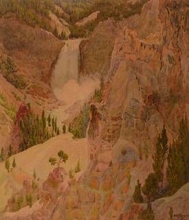 Appraisal: GUNNAR WIDFORSS - Lower Falls of the Yellowstone watercolor on