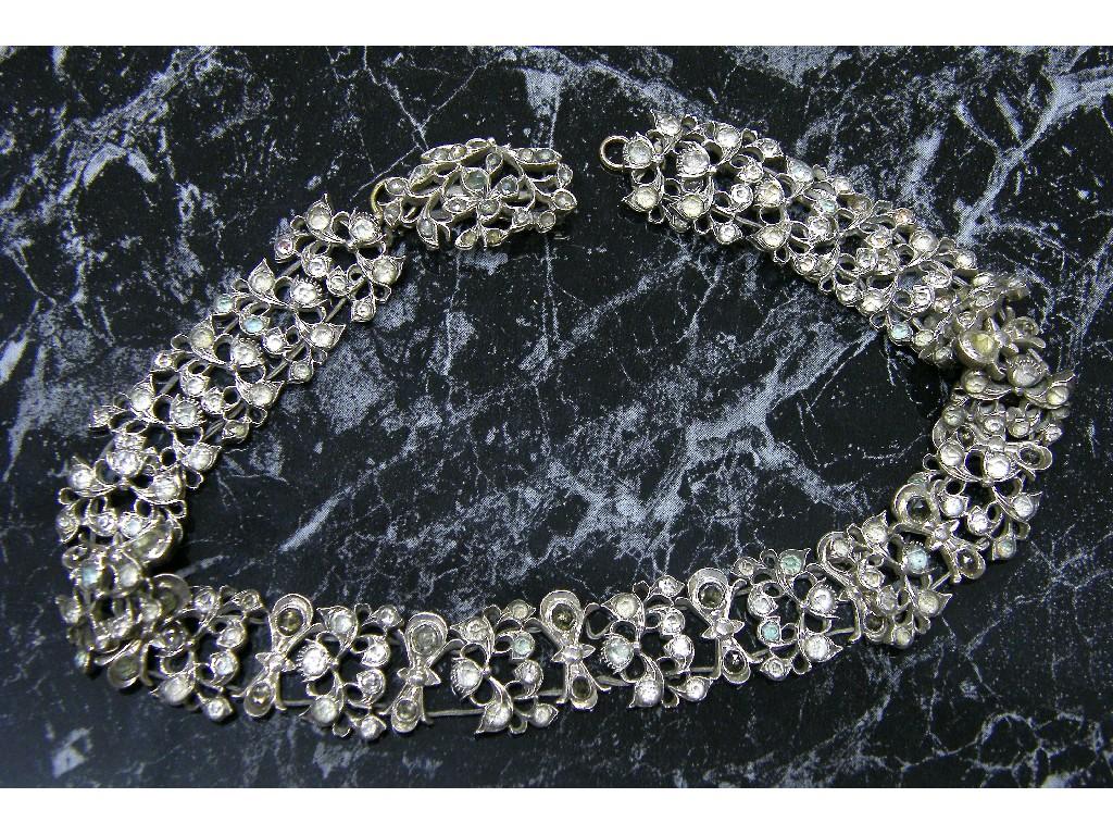 Appraisal: Jargoon set white metal pierced foliate necklet collar long