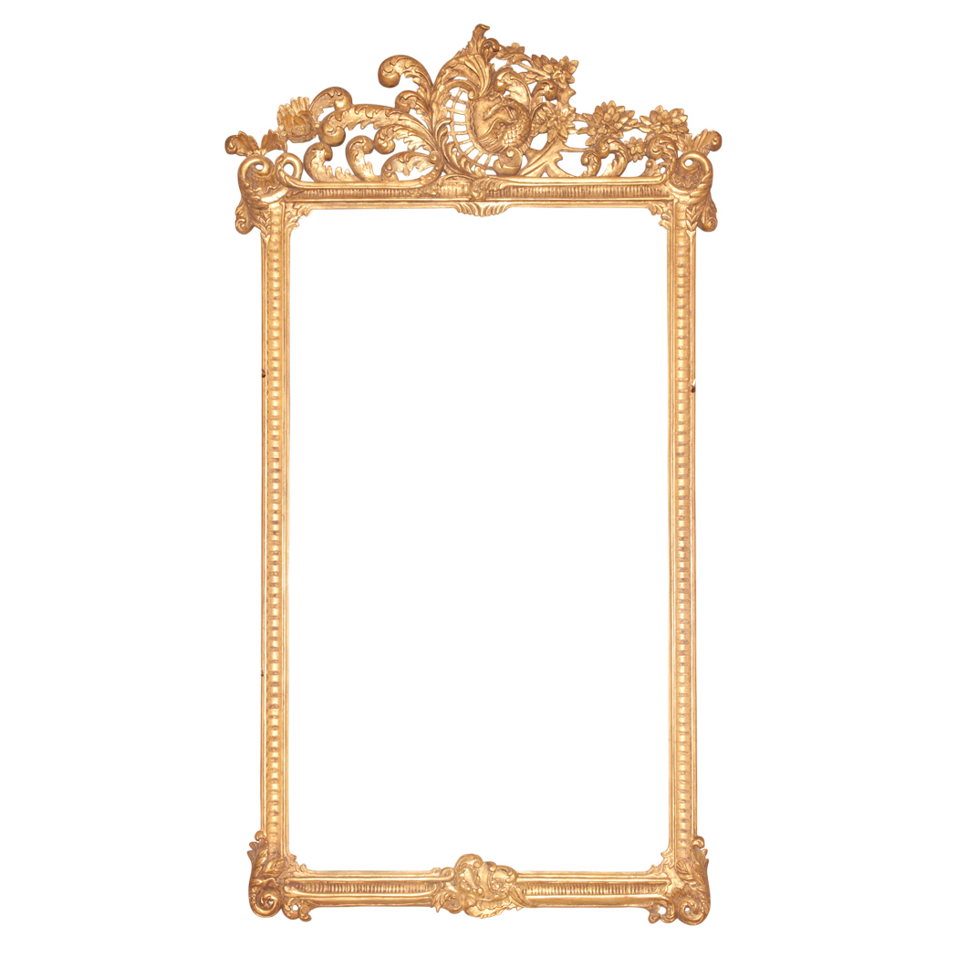 Appraisal: Transitional Louis XV XVI Style Giltwood Mirror Modern The rectangular