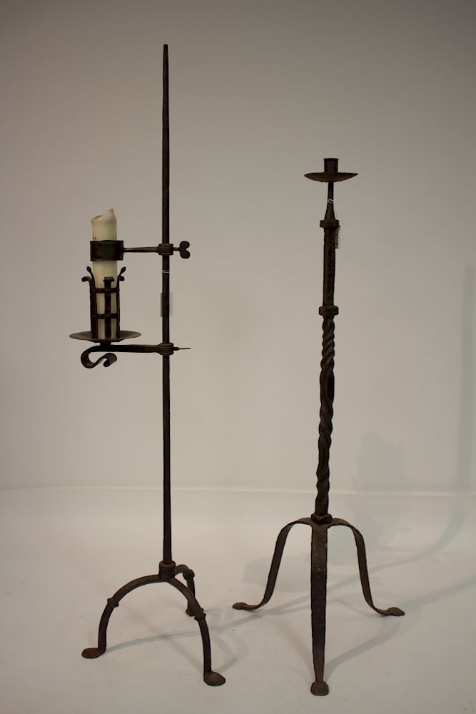 Appraisal: Two Iron Torchieres - English Jacobean Later English Jacobean wrought