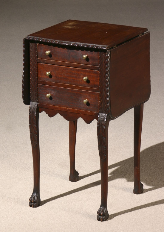 Appraisal: Federal Style Mahogany Drop-Leaf Work Table Circa Top with some