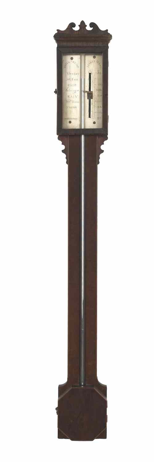 Appraisal: George III mahogany stick barometer ca signed John Kemp h