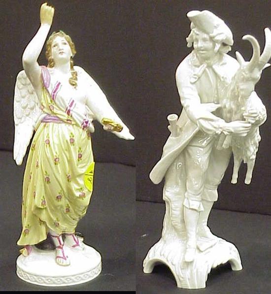 Appraisal: Two porcelain figures KPM figure of a woman with wings