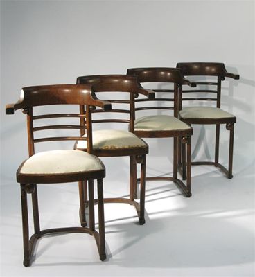 Appraisal: Four beech bentwood arm chairs probably J J Kohn after