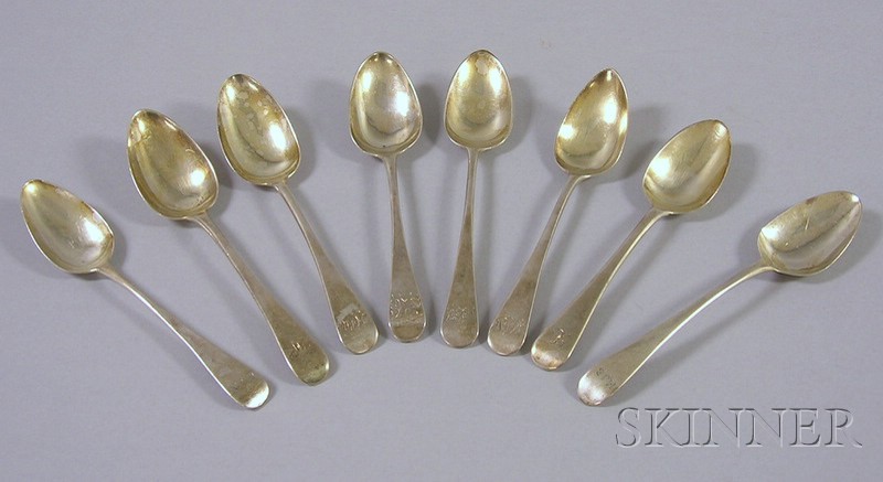 Appraisal: Eight th th Century English Sterling Silver Spoons various makers