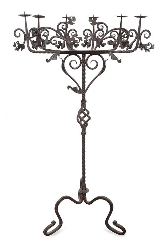 Appraisal: A FRENCH WROUGHT IRON LECTERNwith a foliate book rest and