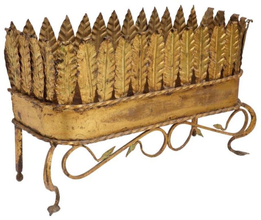 Appraisal: Parcel gilt wrought iron planter having leafy upright walls and