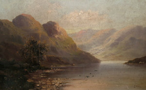 Appraisal: Follower of David Hicks th century- Highland loch scene oil