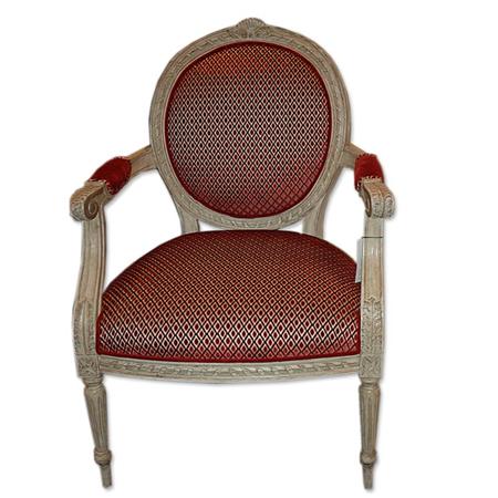 Appraisal: Louis XVI Style White Painted Fauteuil en Cabriole Estimate -