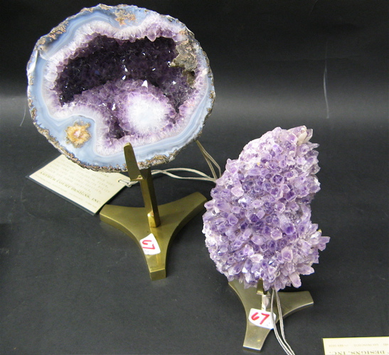 Appraisal: NATURAL AMETHYST GEODE AND CLUSTER FORMATIONS pieces shades of purple