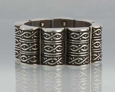 Appraisal: A Los Castillos Mexican Sterling Silver Bracelet Sterling silver articulated