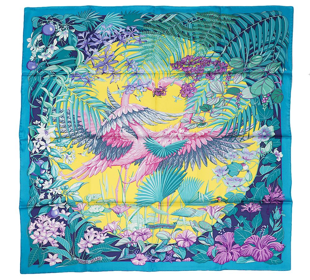 Appraisal: Hermes Silk Scarf Flamingo Party Sp Edition cm Hermes silk