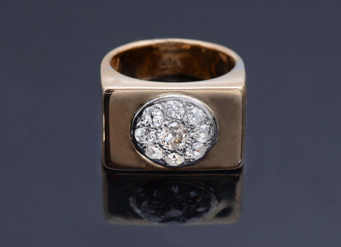 Appraisal: CTW K ART DECO DIAMOND RING K yellow gold ring