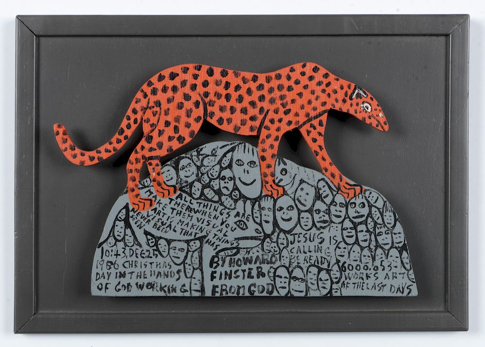 Appraisal: Howard Finster - Leopard Howard Finster American - Leopard paint