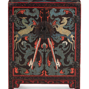 Appraisal: A Chinese Lacquered Cabinet Early th Century Height x width