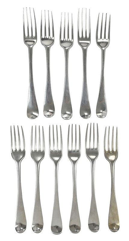 Appraisal: Eleven Georgian English Silver Forks London all of upturned oval