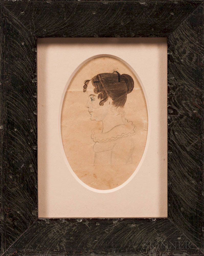 Appraisal: American School Mid- th Century Miniature Portrait of Anna Bunker