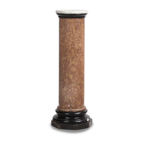 Appraisal: A carara marble and simulated granite pedestal The moulded marble