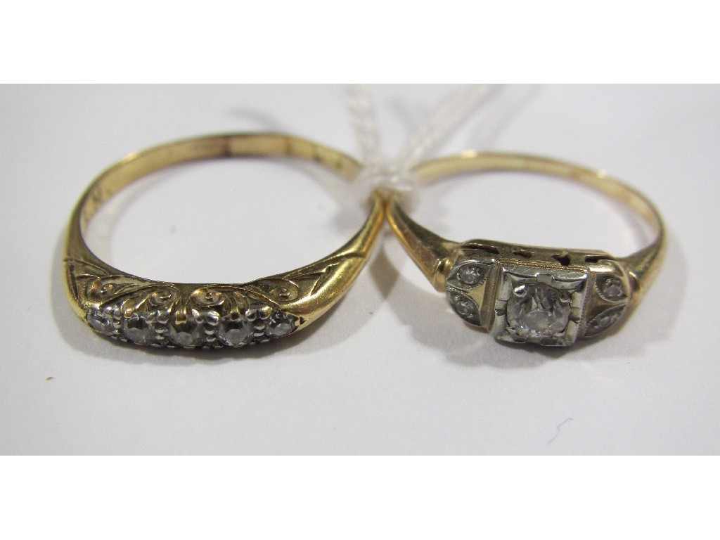 Appraisal: Two early th century ct gold diamond set ring