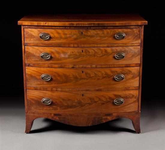 Appraisal: Federal stringer inlaid mahogany bow front chest of drawers Massachusetts