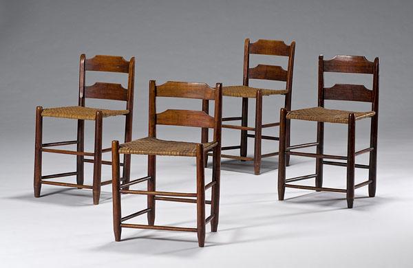 Appraisal: FOUR SHAKER DINING CHAIRS ca probably Union Village Ohio An