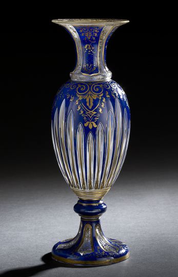 Appraisal: Franco-Bohemian Cut Double-Overlay Glass Vase fourth quarter th century of