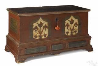 Appraisal: Pennsylvania painted pine architectural dower chest ca retaining its original