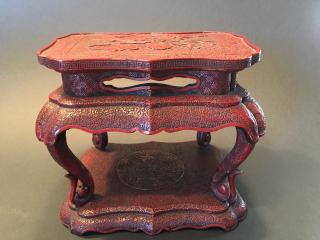 Appraisal: ANTIQUE Chinese Red Lacqer Table Qing period H x L