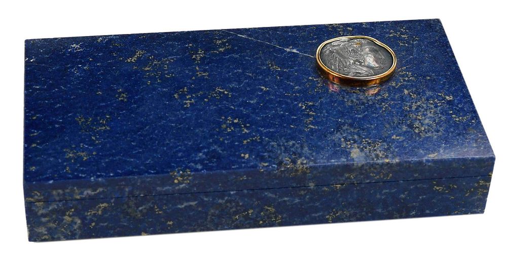 Appraisal: kt Lapis Lazuli Trinket Box modern hinged box set with