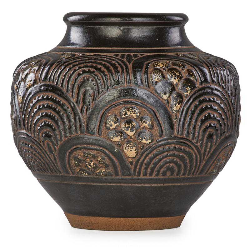 Appraisal: EMILE LENOBLE Vase with incised decoration Condition Report Excellent condition