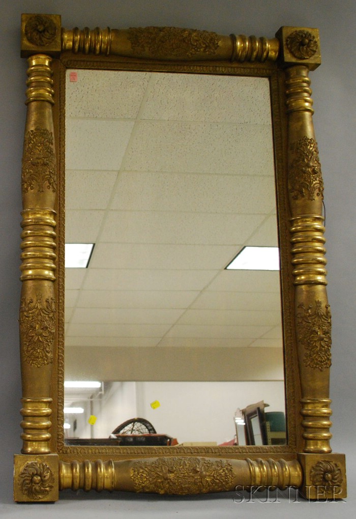 Appraisal: Empire Giltwood and Gesso Split-baluster Mirror x in