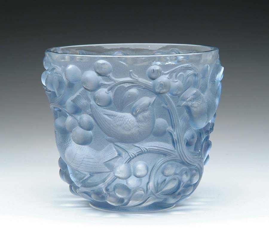 Appraisal: LALIQUE AVALLON VASE Wonderful Lalique vase has deeply impressed design