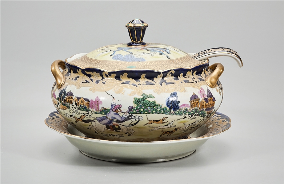 Appraisal: Chinese enameled porcelain tureen with bowl and ladle x overall