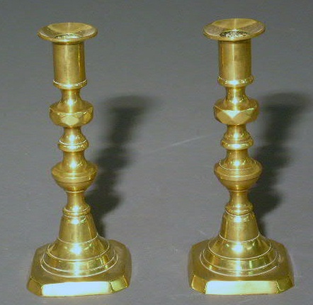 Appraisal: Pair of Victorian brass candlesticks h