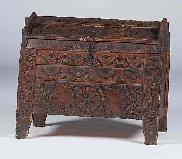 Appraisal: Continental Painted Chest Europe th century A chest with a