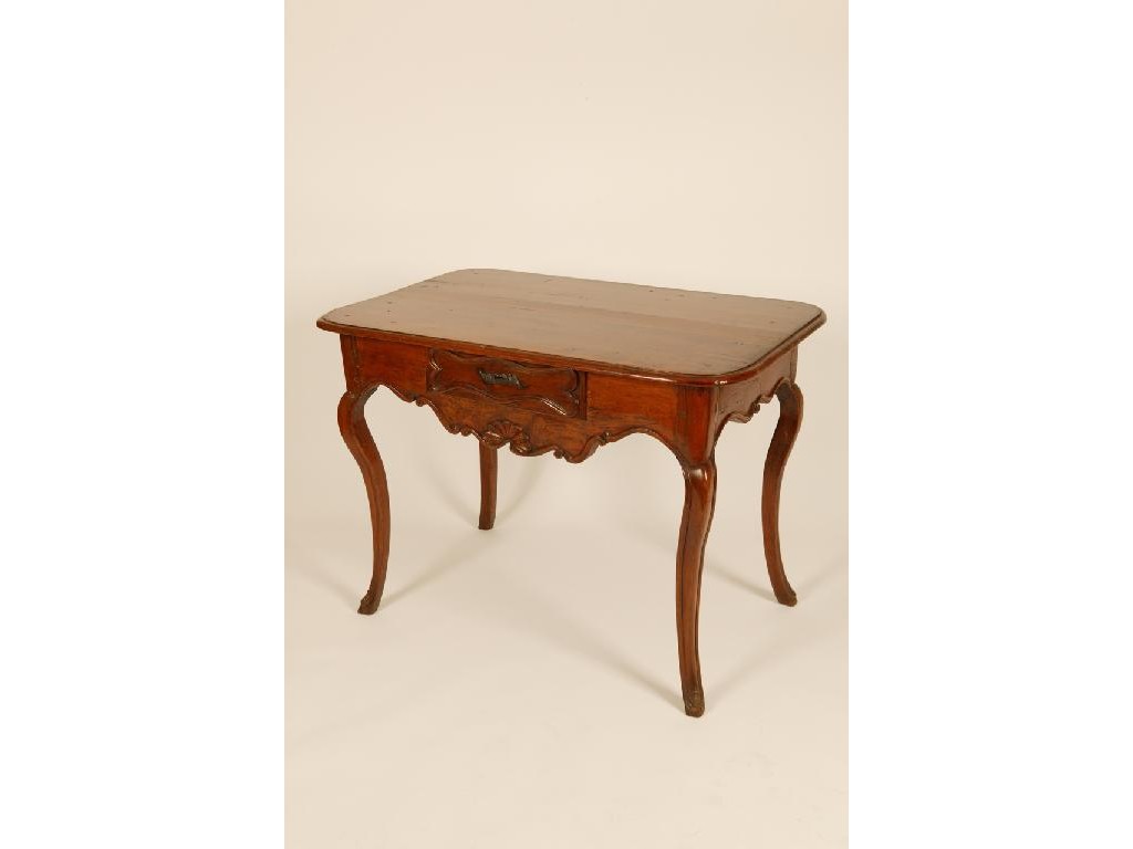 Appraisal: A LOUIS XV PROVINCIAL CHESTNUT SIDE TABLE the rectangular top